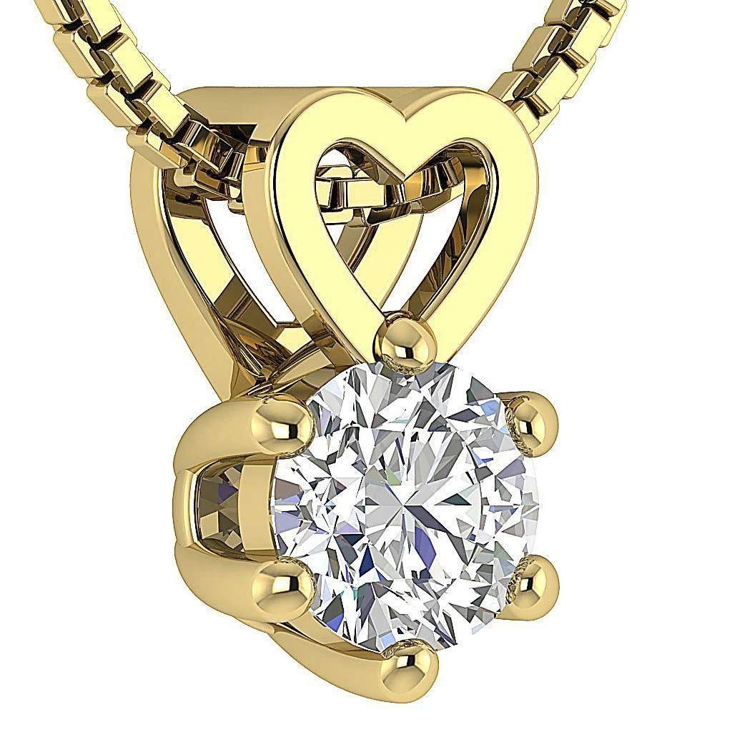 Beautiful Natural Diamond Gold I1/SI1 G 0.25Carat Heart Solitaire Pendant Necklace 4.10 MM - Image 5
