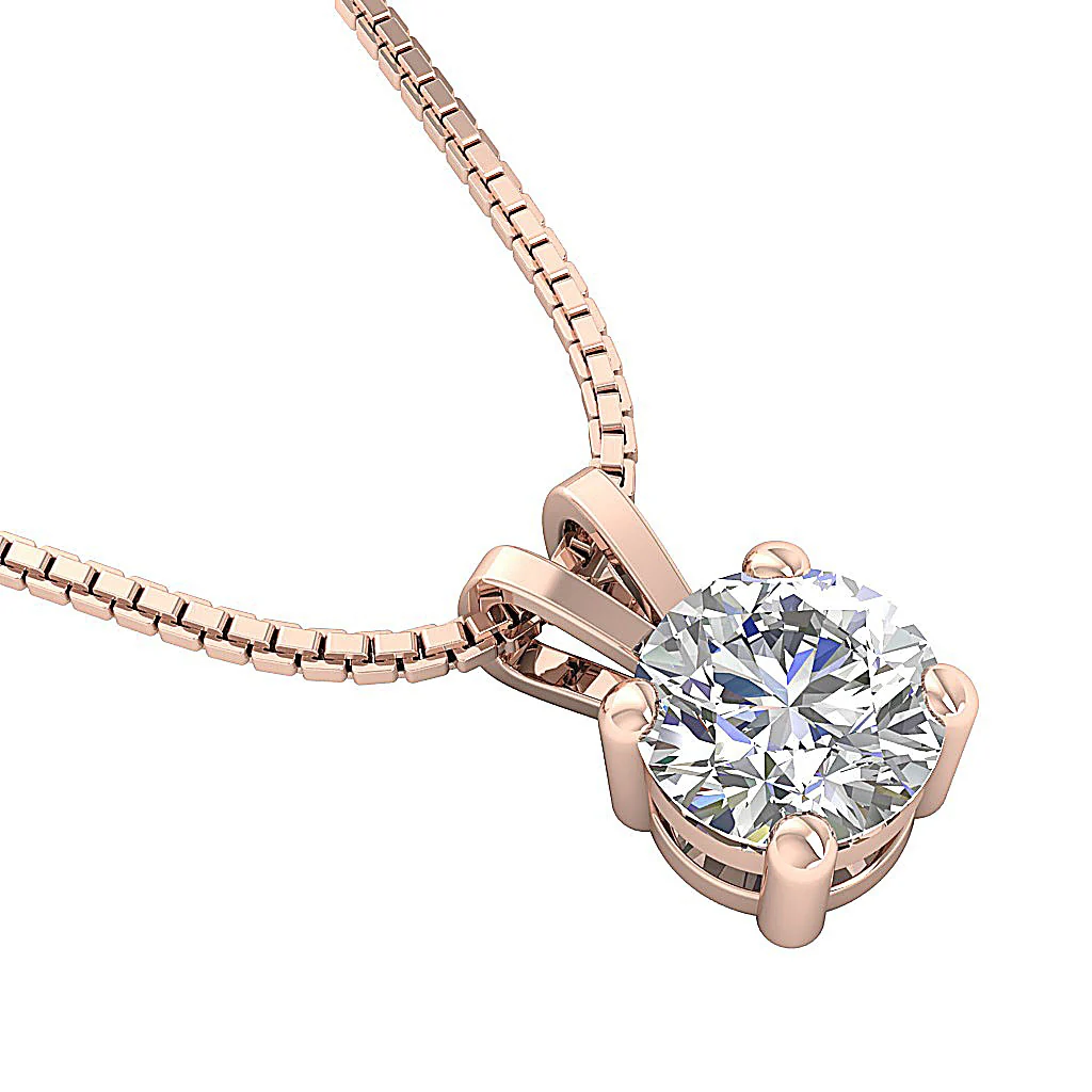 0.50-1.00 Carat Round Cut Lab Grown Diamond Solitaire Pendant 14k Solid Gold Necklace VS-F Color - Image 11