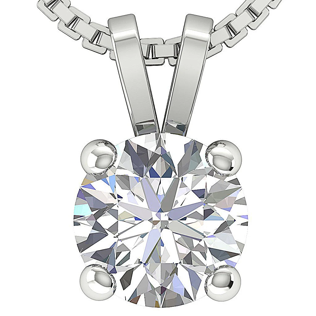 0.50-1.00 Carat Round Cut Lab Grown Diamond Solitaire Pendant 14k Solid Gold Necklace VS-F Color - Image 2