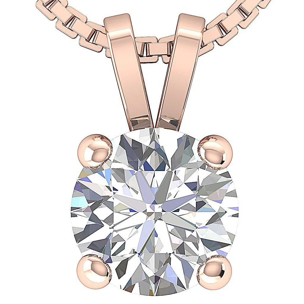 0.50-1.00 Carat Round Cut Lab Grown Diamond Solitaire Pendant 14k Solid Gold Necklace VS-F Color - Image 3
