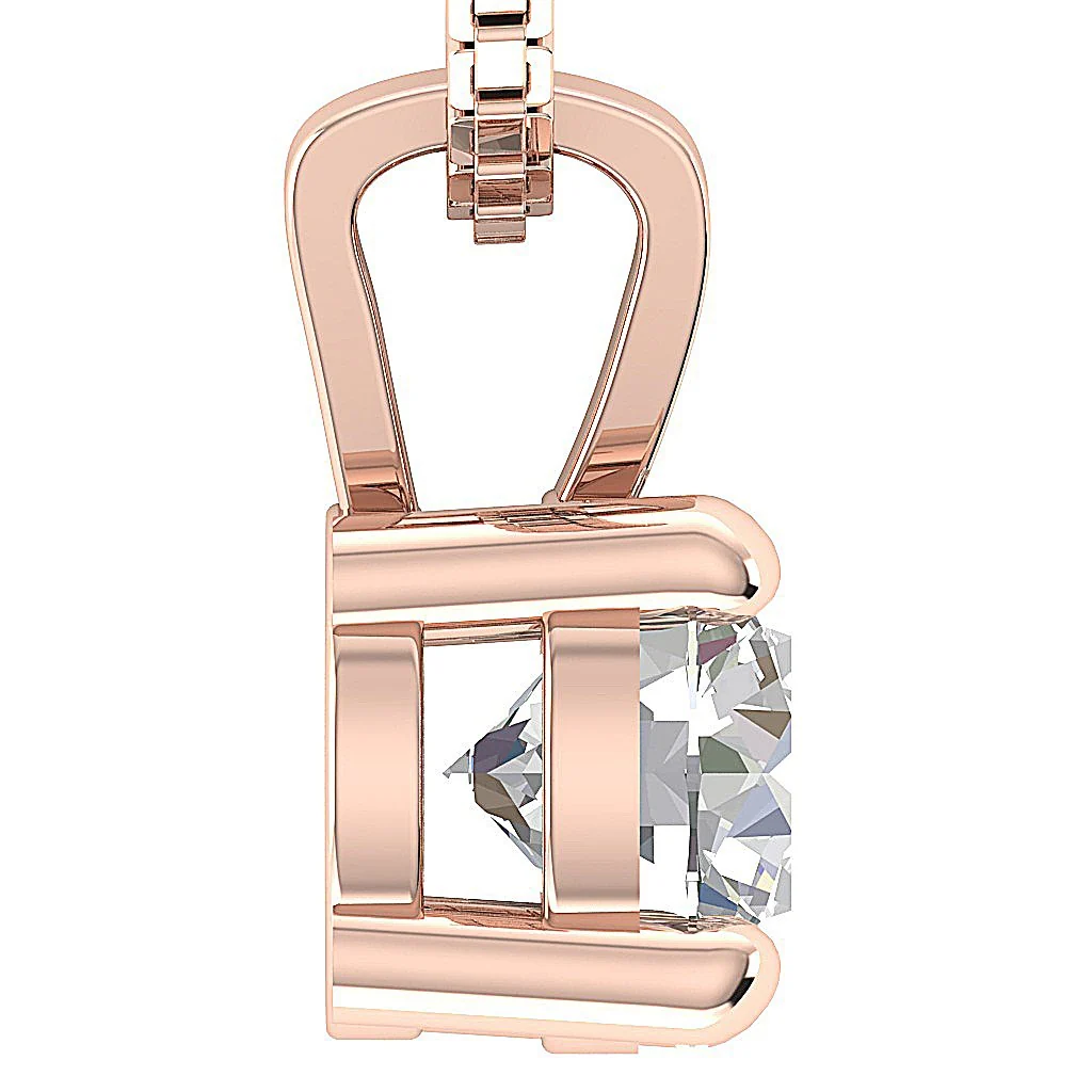 0.50-1.00 Carat Round Cut Lab Grown Diamond Solitaire Pendant 14k Solid Gold Necklace VS-F Color - Image 6