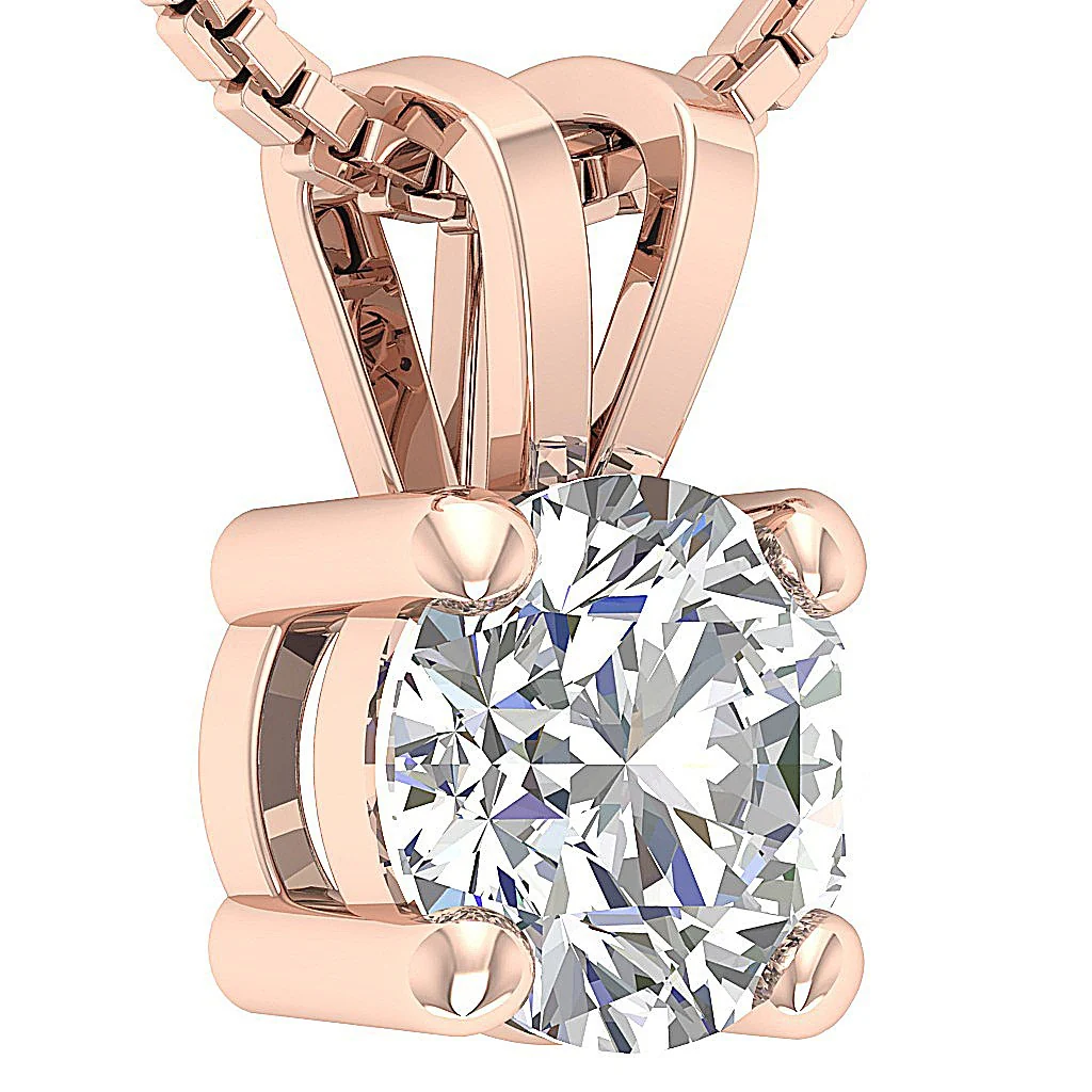 0.50-1.00 Carat Round Cut Lab Grown Diamond Solitaire Pendant 14k Solid Gold Necklace VS-F Color - Image 9