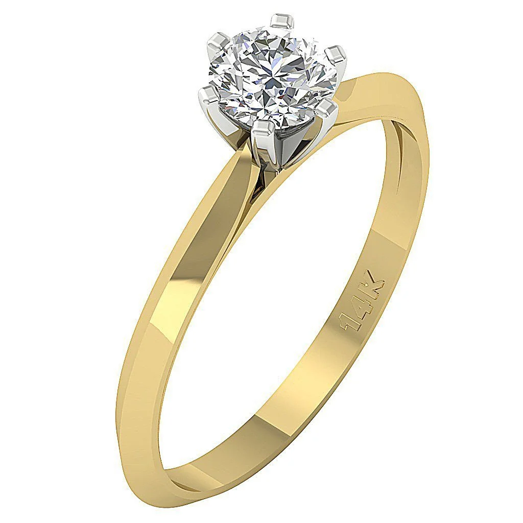 0.55Ct Round Genuine Diamond Solitaire Engagement Ring in 14k/18k White Gold (G Color, SI1/I1)