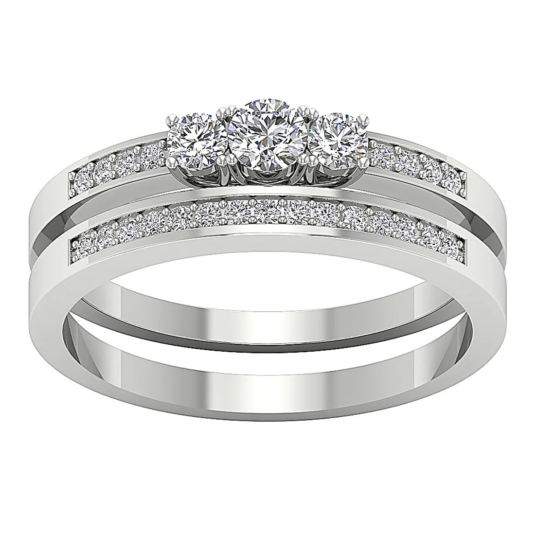 0.65 Ct Round Lab Grown Diamond 3 Stone Bridal Ring - F VS - Solid Gold - Image 4