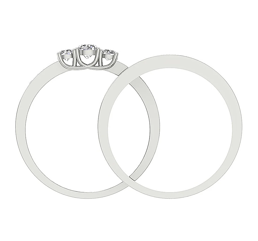 0.65 Ct Round Lab Grown Diamond 3 Stone Bridal Ring - F VS - Solid Gold - Image 5