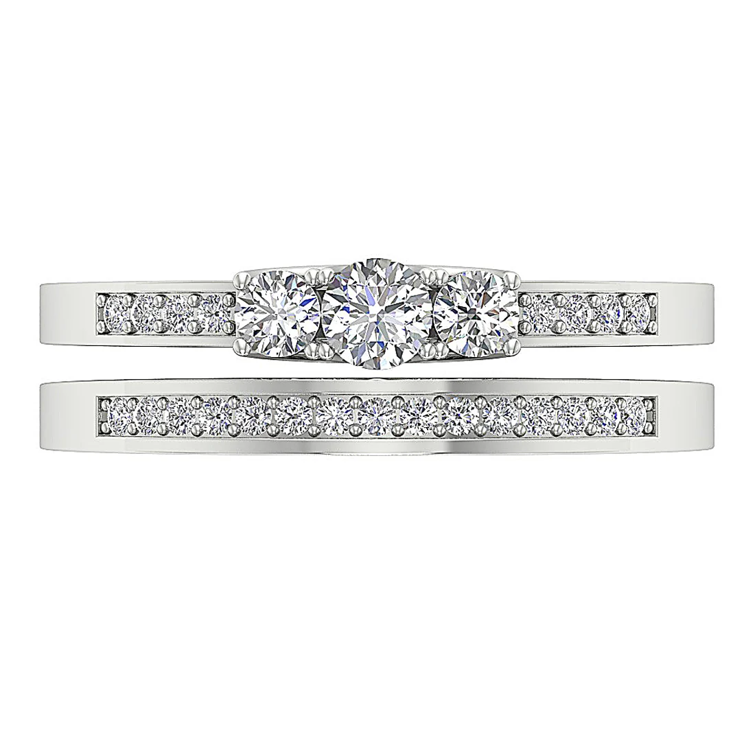 0.65 Ct Round Lab Grown Diamond 3 Stone Bridal Ring - F VS - Solid Gold - Image 6