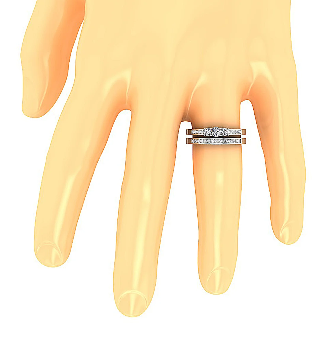 0.65 Ct Round Lab Grown Diamond 3 Stone Bridal Ring - F VS - Solid Gold - Image 7