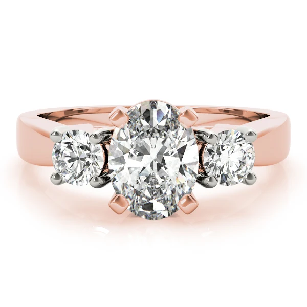 0.85-2.25 Carat Oval Lab Created Side Two Round Diamond 3-Stone Engagement Ring - Image 11