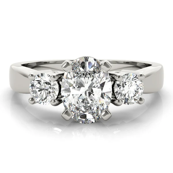 0.85-2.25 Carat Oval Lab Created Side Two Round Diamond 3-Stone Engagement Ring - Image 12
