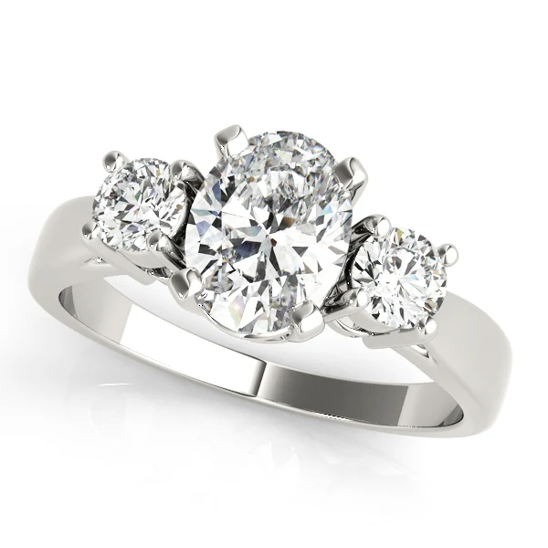 0.85-2.25 Carat Oval Lab Created Side Two Round Diamond 3-Stone Engagement Ring - Image 3