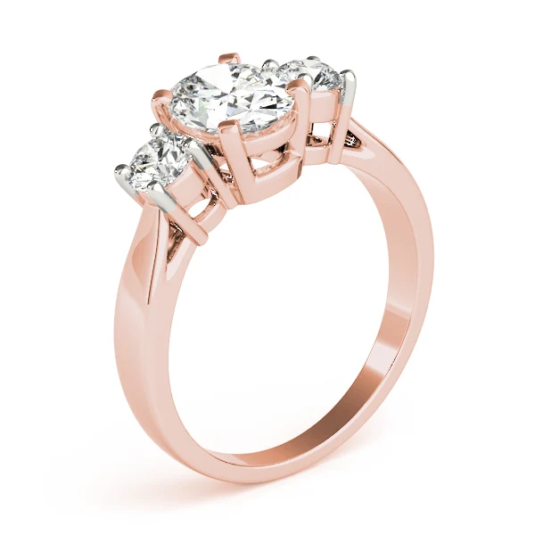 0.85-2.25 Carat Oval Lab Created Side Two Round Diamond 3-Stone Engagement Ring - Image 5