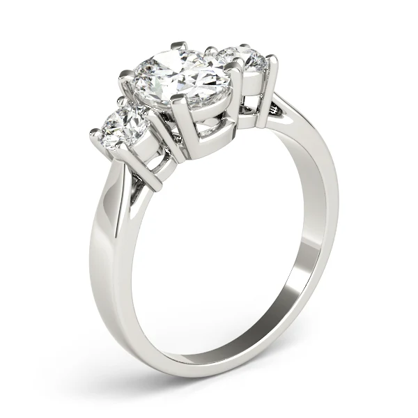 0.85-2.25 Carat Oval Lab Created Side Two Round Diamond 3-Stone Engagement Ring - Image 6