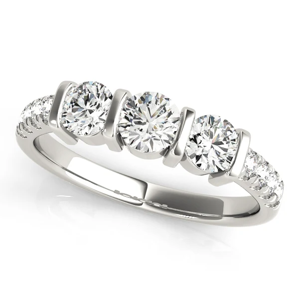 0.95 CT Lab Grown Diamond 3-Stone Anniversary Ring | VS Clarity, F Color