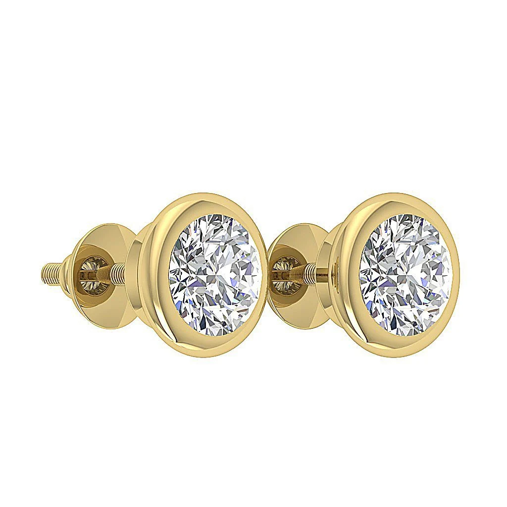 1.00 - 1.50 Ct Round Lab Grown Diamond Donut Bezel Solitaire Stud Earrings | VS Clarity, F Color | 14K Gold - Image 5