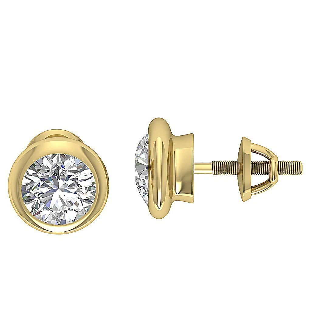 1.00 - 1.50 Ct Round Lab Grown Diamond Donut Bezel Solitaire Stud Earrings | VS Clarity, F Color | 14K Gold - Image 7