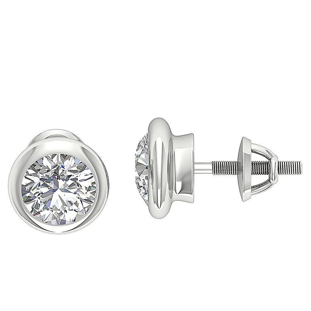 1.00 - 1.50 Ct Round Lab Grown Diamond Donut Bezel Solitaire Stud Earrings | VS Clarity, F Color | 14K Gold - Image 8