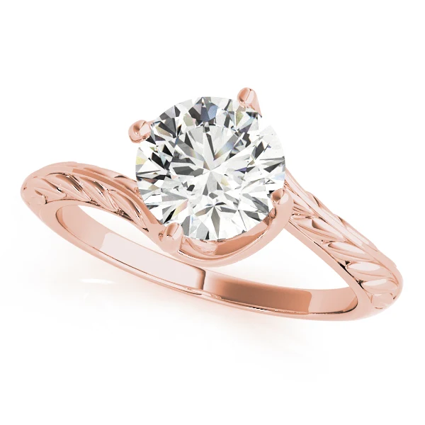 1.00-1.75 CT VS F Round Lab Grown Diamond Designer Bypass Petal Solitaire Ring in 14K Rose Gold