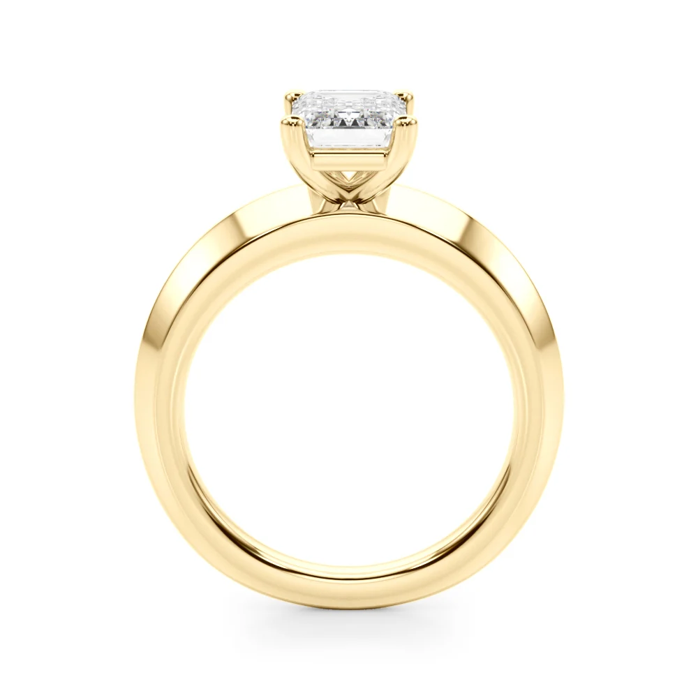 1.00-3.00 Ct VS F Emerald Cut Lab Grown Diamond Engagement Ring with Knife Edge Plain Band in 14k Gold - Image 4