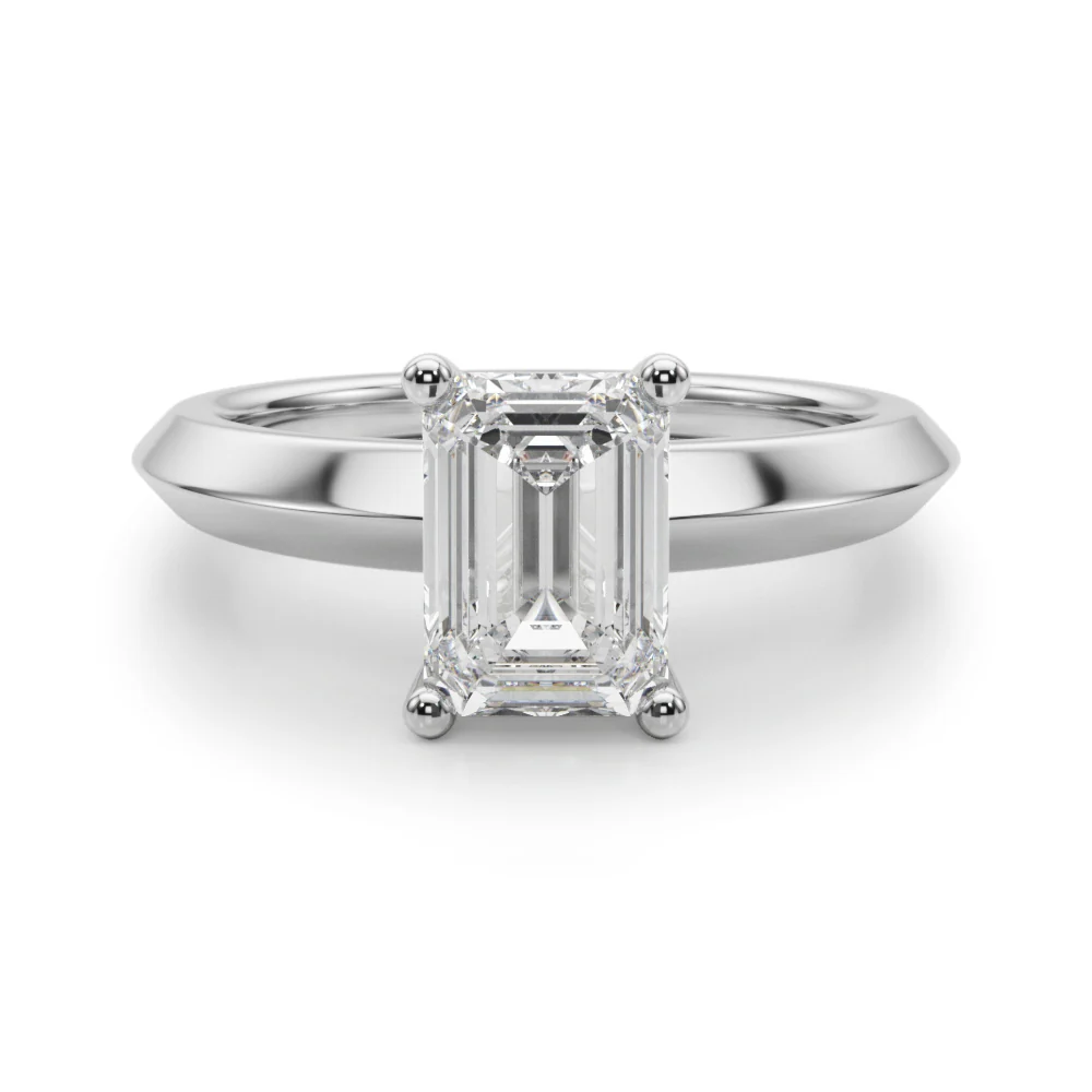 1.00-3.00 Ct VS F Emerald Cut Lab Grown Diamond Engagement Ring with Knife Edge Plain Band in 14k Gold - Image 7