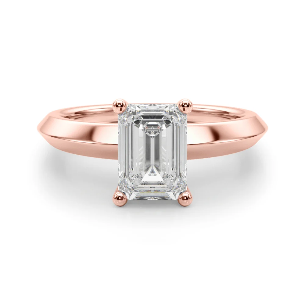 1.00-3.00 Ct VS F Emerald Cut Lab Grown Diamond Engagement Ring with Knife Edge Plain Band in 14k Gold - Image 9