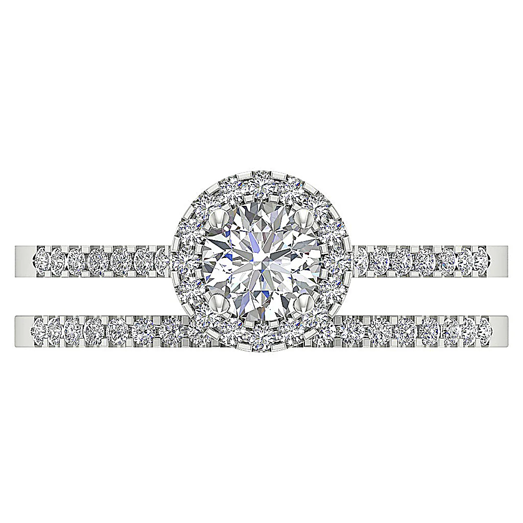 1.00Carat Beautiful Halo Bridal Engagement Ring Set Round Cut Diamond 14K Solid Gold - Image 5
