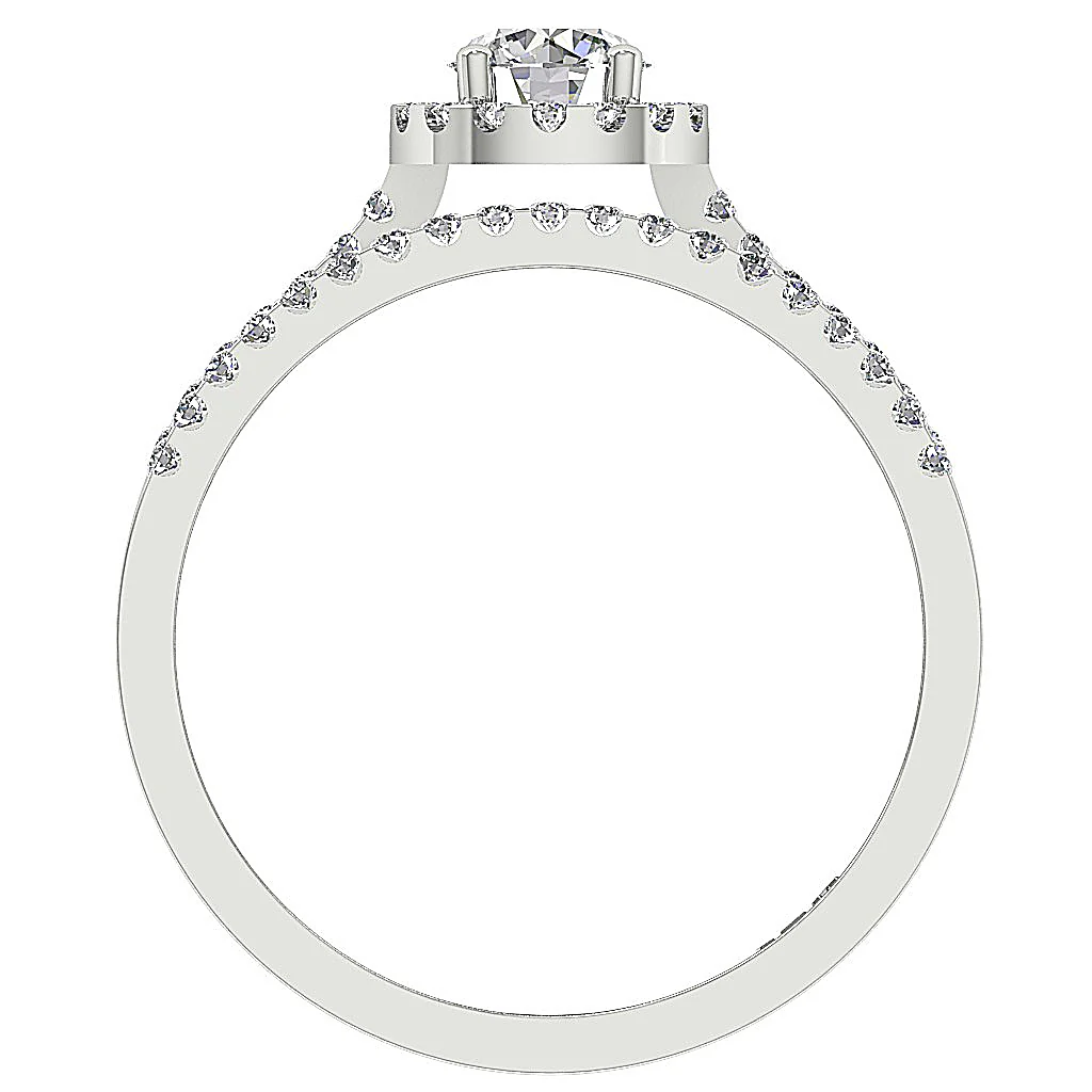 1.00Carat Beautiful Halo Bridal Engagement Ring Set Round Cut Diamond 14K Solid Gold - Image 6