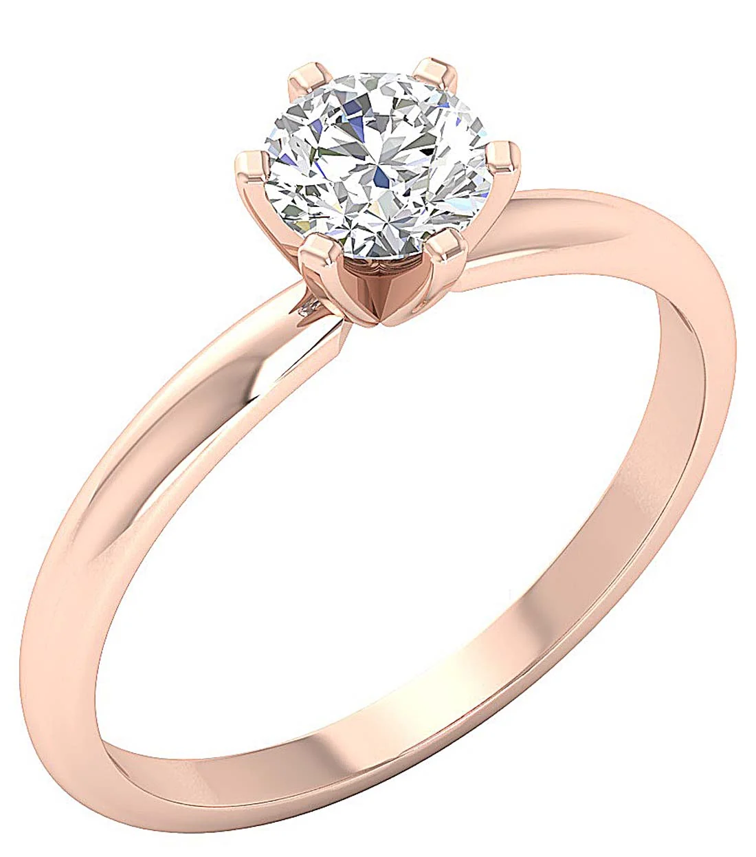 Timeless 6 Prong Solitaire Lab-Grown Diamond Engagement Ring 0.50-1.00 Ct 14K Solid Gold - Image 3