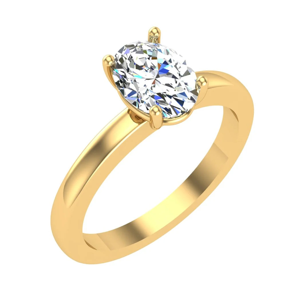1.00 Ct Oval Cut Lab Grown Diamond Solitaire Engagement Ring | 14K Gold (VS F) - Image 3