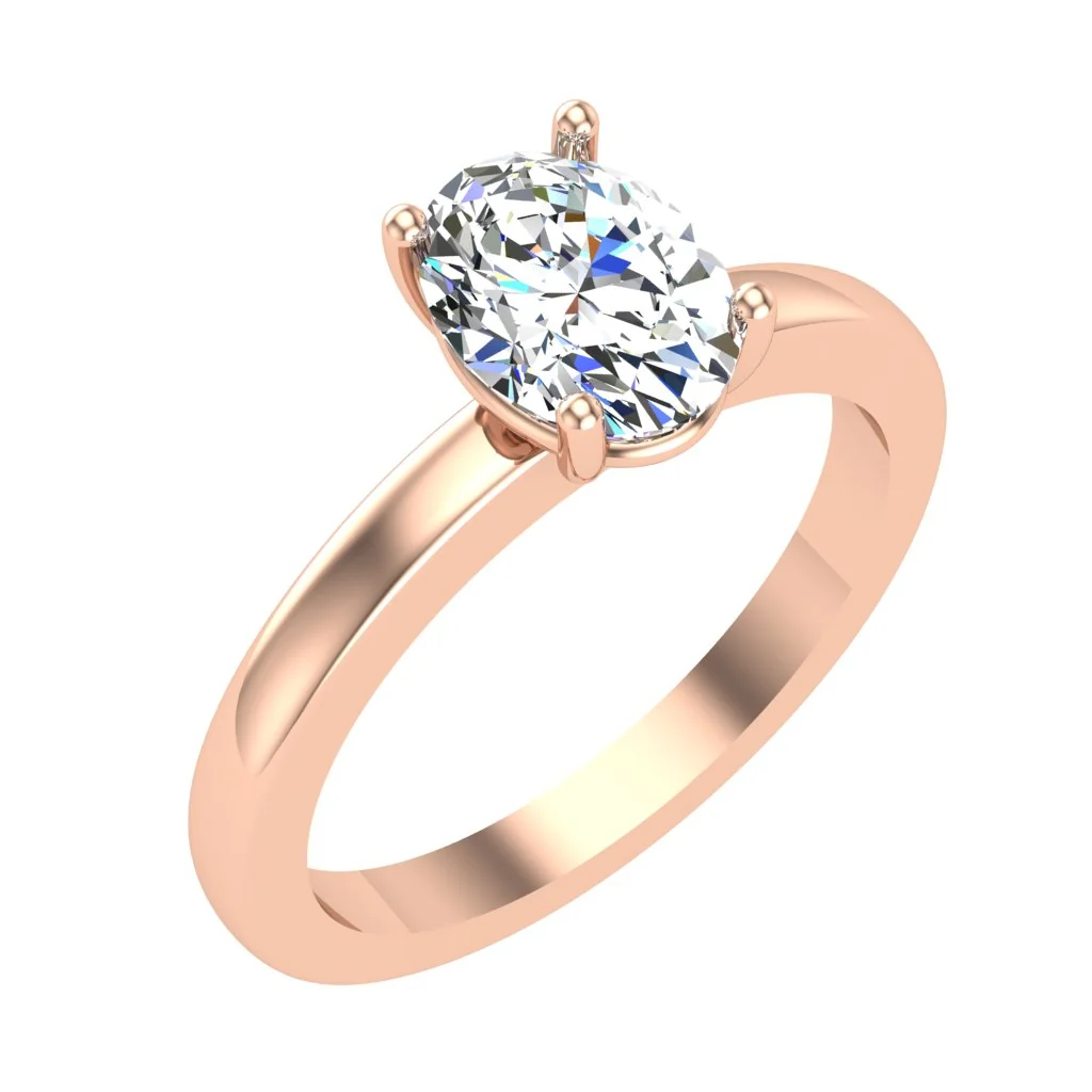 1.00 Ct Oval Cut Lab Grown Diamond Solitaire Engagement Ring | 14K Gold (VS F) - Image 4
