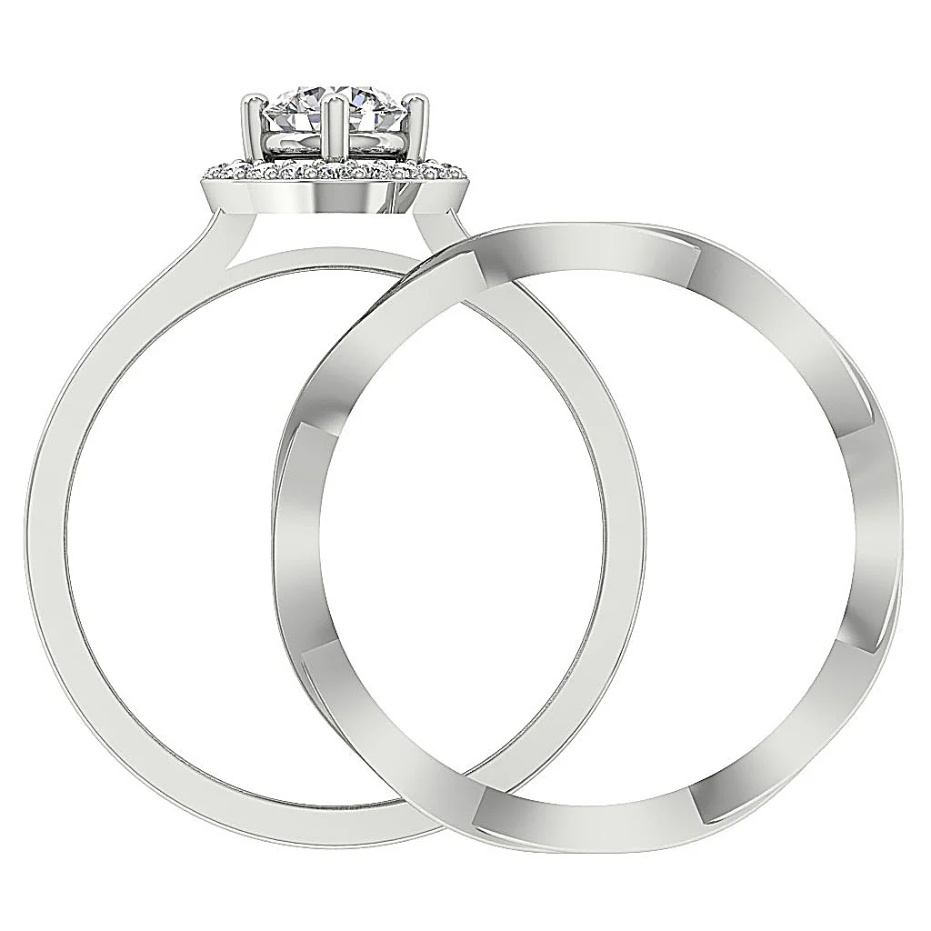 1.00Ct Natural Solitaire Diamond 14K Solid Gold Bridal Engagement Ring Set - Image 5