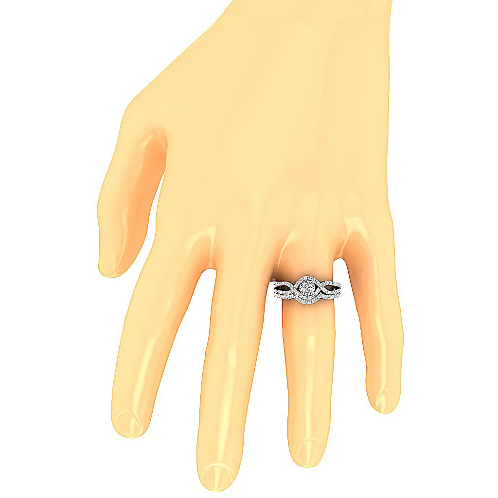 1.20 Ct Round Lab Diamond Split Shank Halo Bridal Ring Set - 14k Solid Gold VS F - Image 7