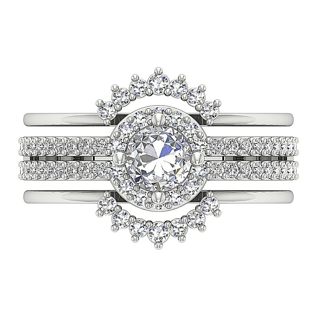 1.20 Ct Round Lab Grown Diamond Triple Bridal Ring Set - F VS - Ethical Wedding Jewelry - Image 7