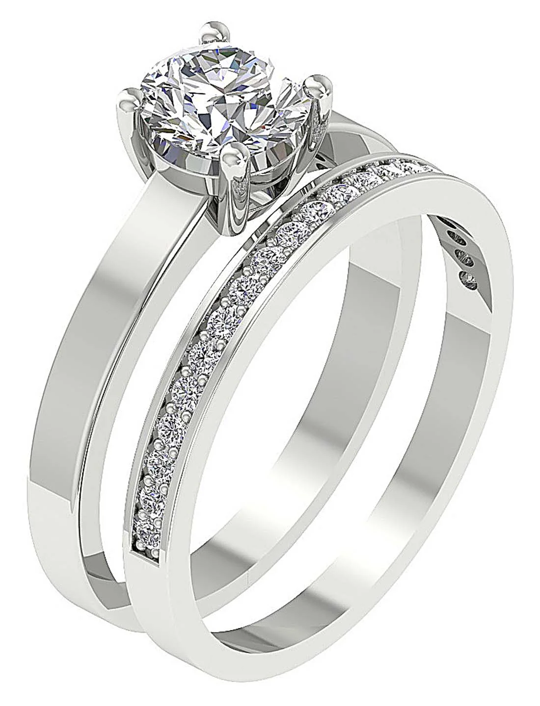 1.30Ct Round Cut Lab Grown Diamond Bridal Wedding Ring in 14K Gold - Image 2