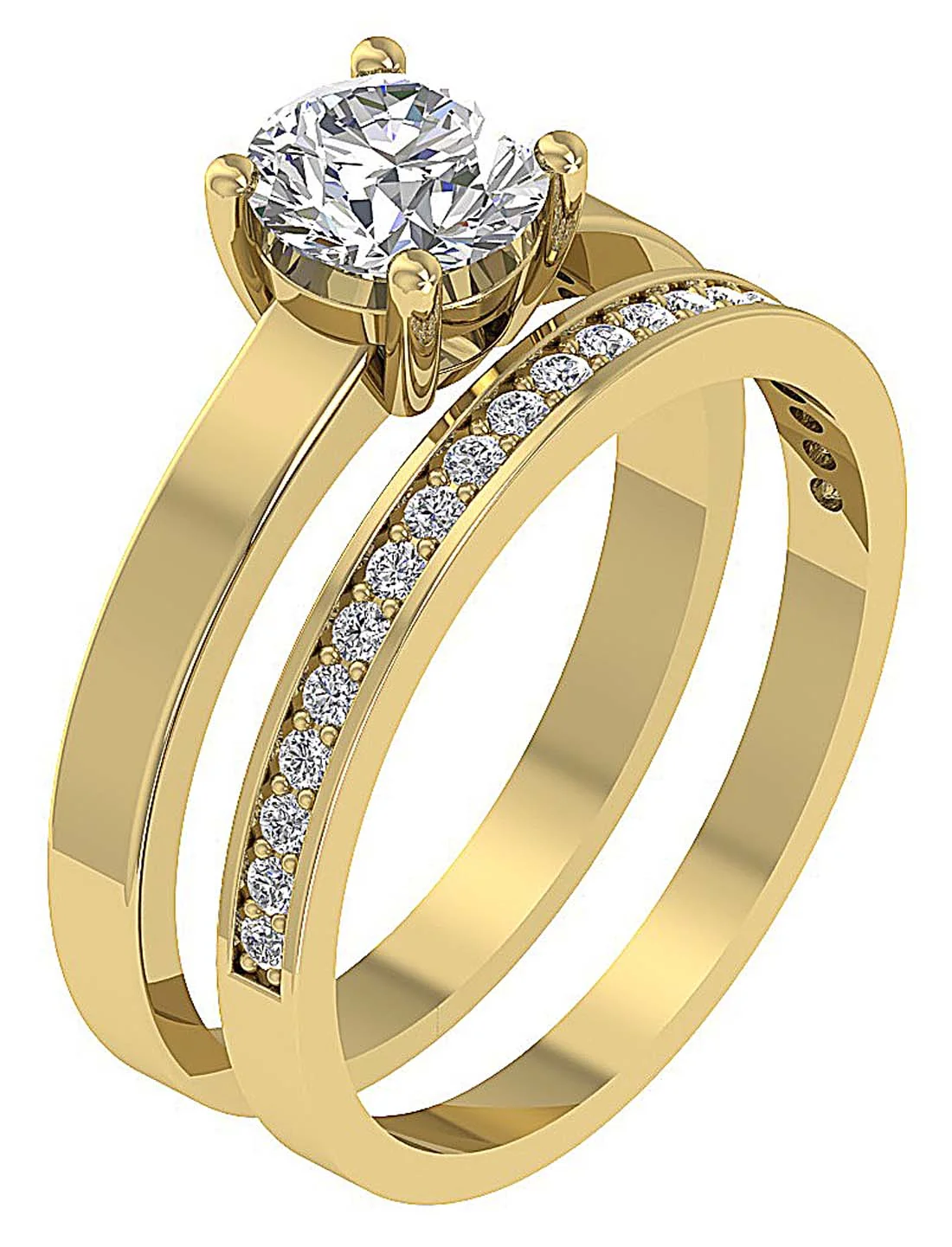 1.30Ct Round Cut Lab Grown Diamond Bridal Wedding Ring in 14K Gold - Image 3