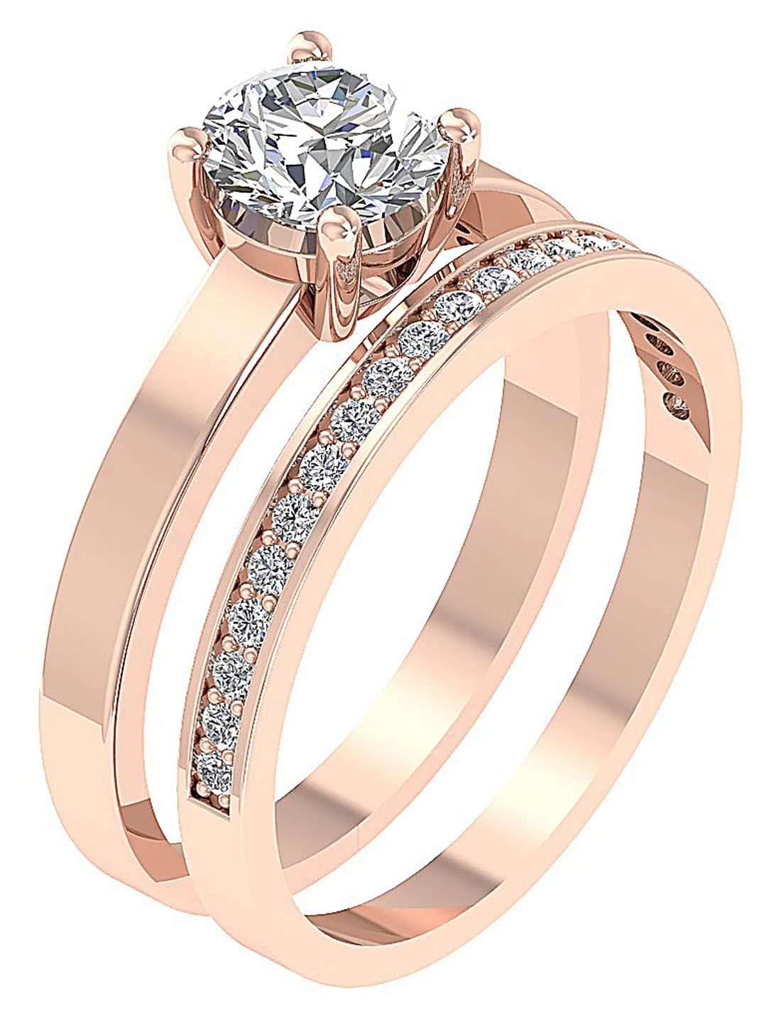 1.30Ct Round Cut Lab Grown Diamond Bridal Wedding Ring in 14K Gold - Image 4
