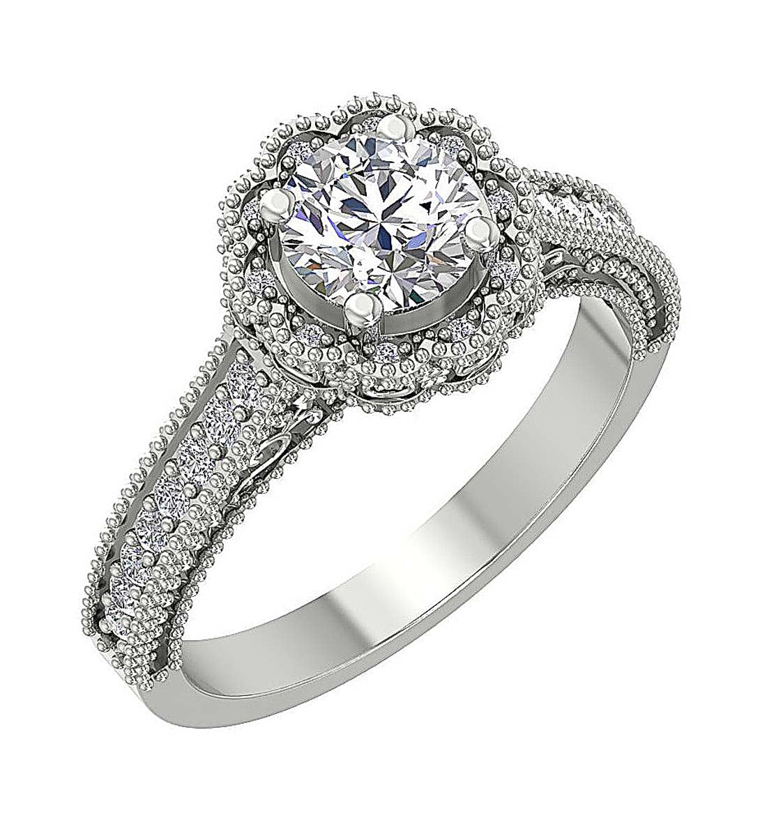 1.35 Carat F-VS Round Lab Created Diamond Timeless Engagement Ring