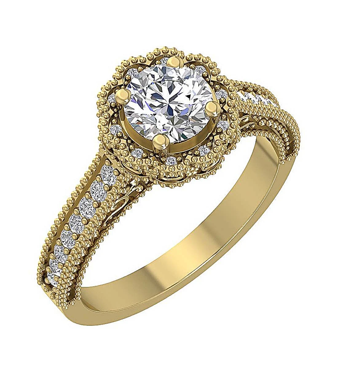 1.35 Carat F-VS Round Lab Created Diamond Timeless Engagement Ring - Image 2