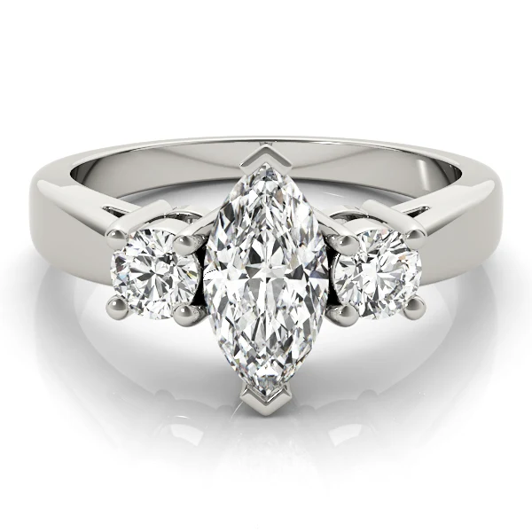 1.40 Carat Marquise Center with Round Side Lab Diamond 3 Stone Ring - Image 10