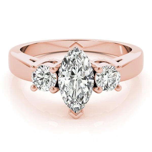 1.40 Carat Marquise Center with Round Side Lab Diamond 3 Stone Ring - Image 12