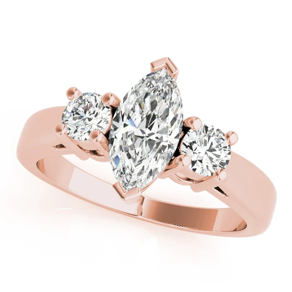 1.40 Carat Marquise Center with Round Side Lab Diamond 3 Stone Ring - Image 3