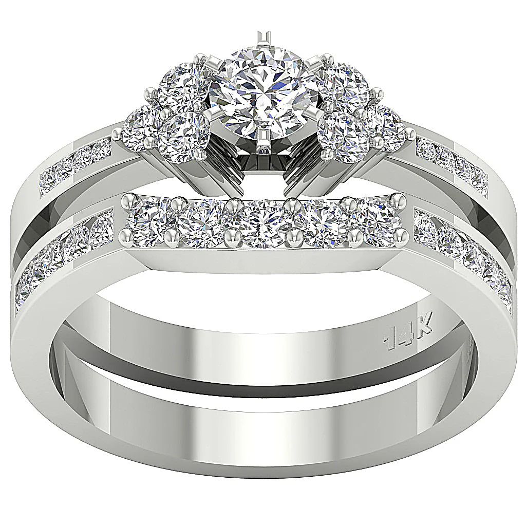 The Ian Rose Gold Designer Bridal Wedding Ring Set Round Brilliant Cut Diamond 4.00 mm - Image 2