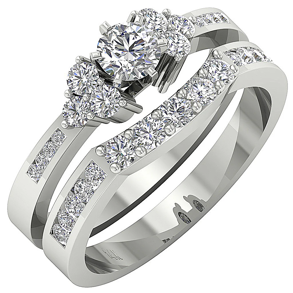 The Ian Rose Gold Designer Bridal Wedding Ring Set Round Brilliant Cut Diamond 4.00 mm - Image 3