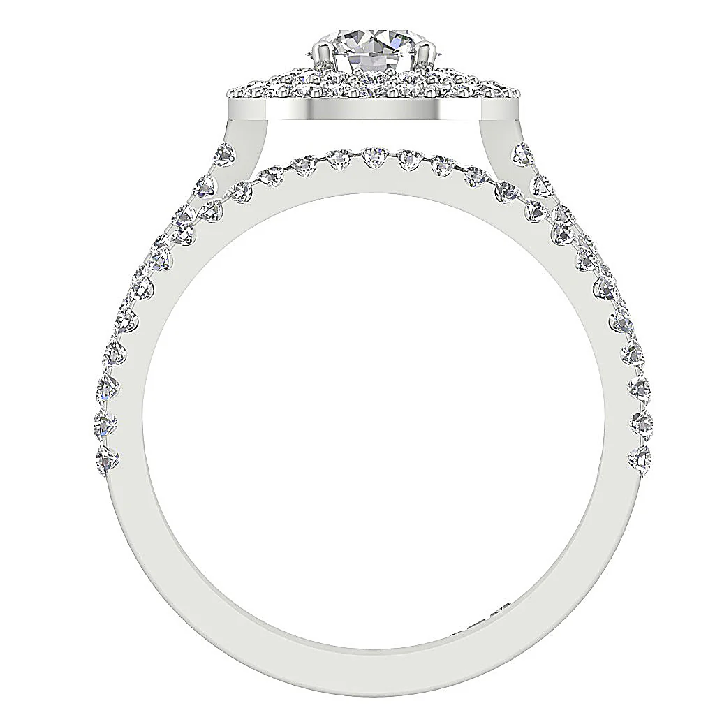 1.50Ct Double Halo Bridal Engagement Solitaire Round Cut Diamond Ring Set 14K Solid Gold - Image 6