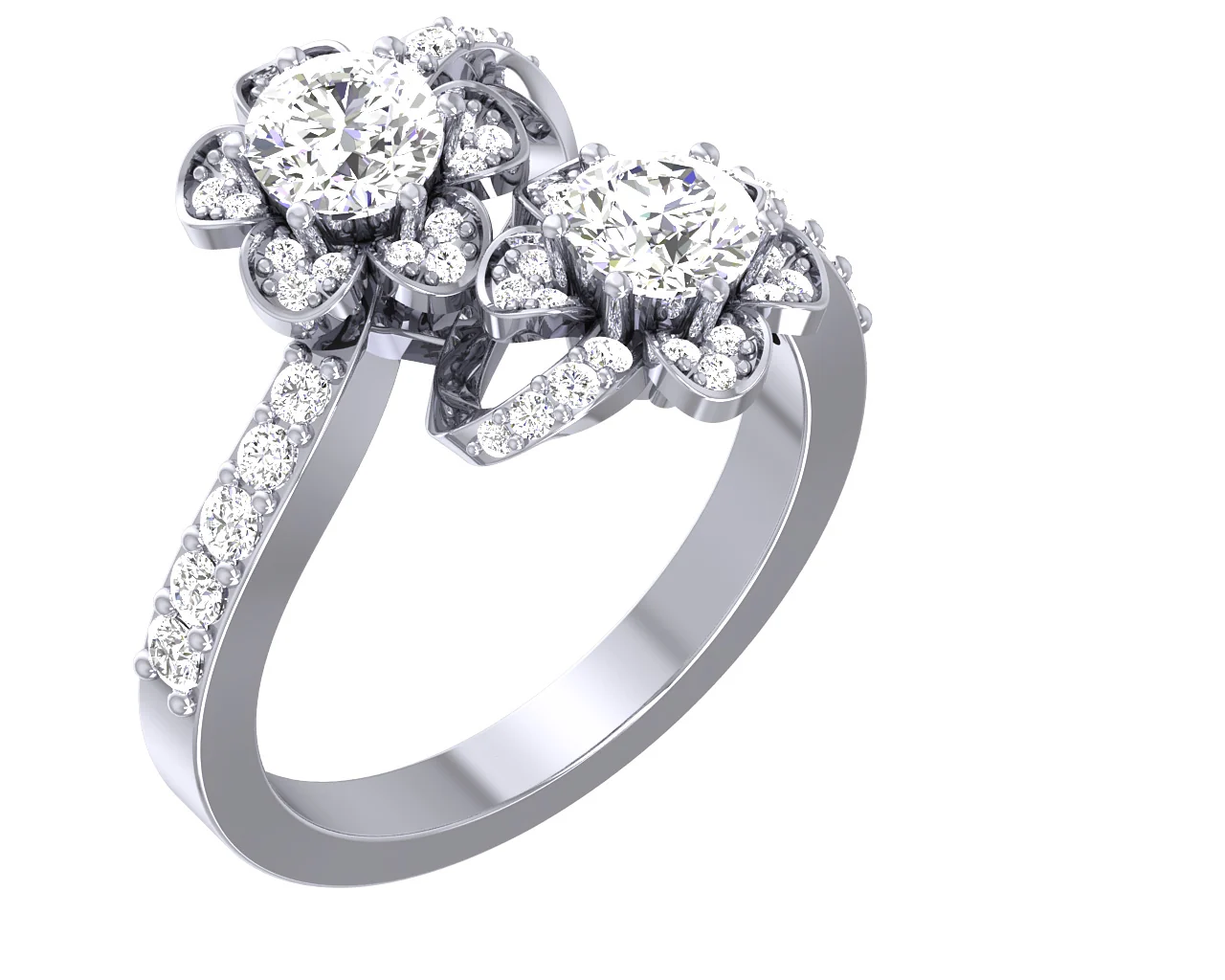 1.50 Ct Round Lab Grown Diamond "Forever Us" Two Stone Engagement Ring - F VS