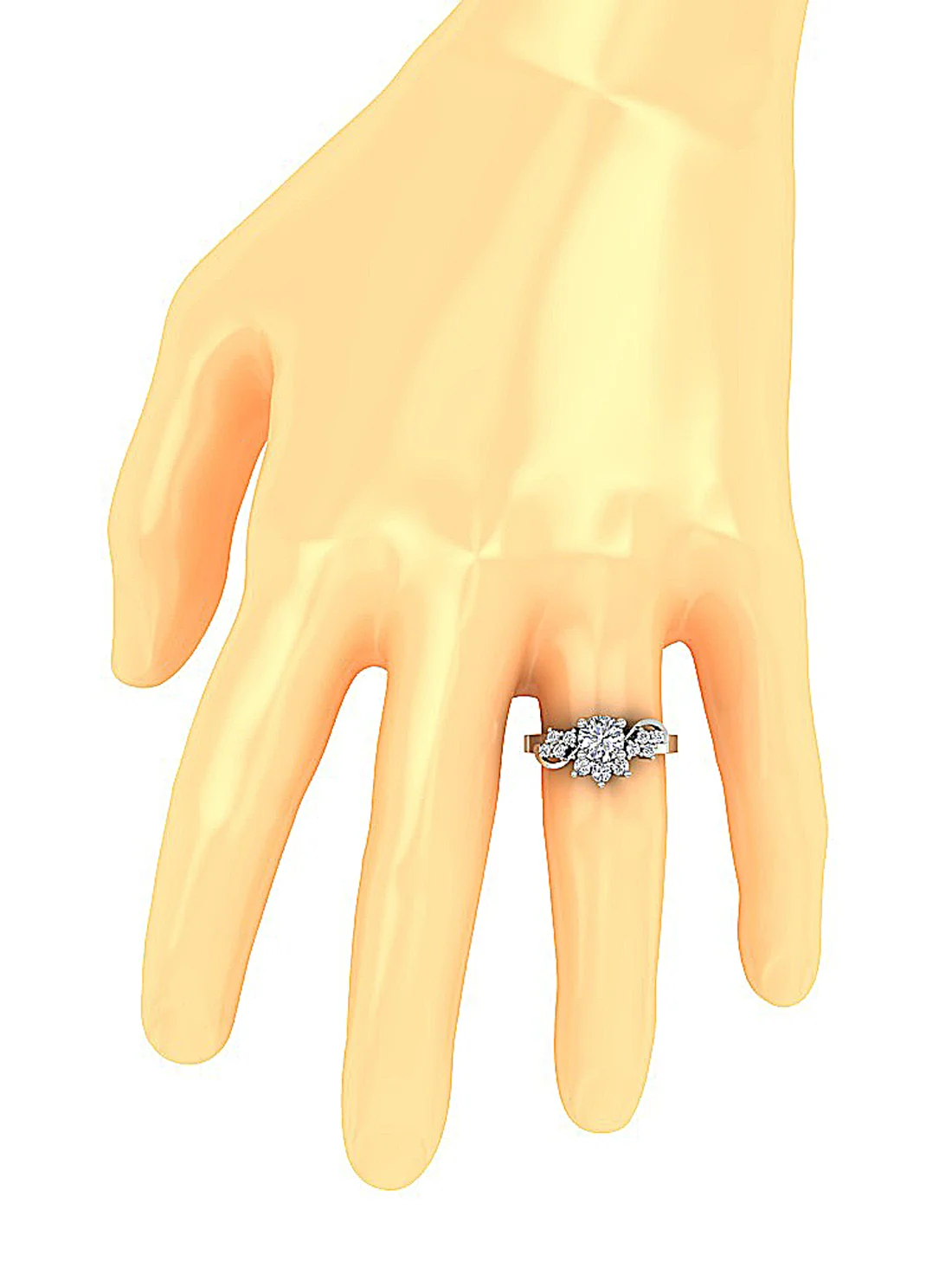 1.00 Ct Round Brilliant Solitaire Ring with 0.55 Ct Side Accents in 14k/18k White Gold - Image 7