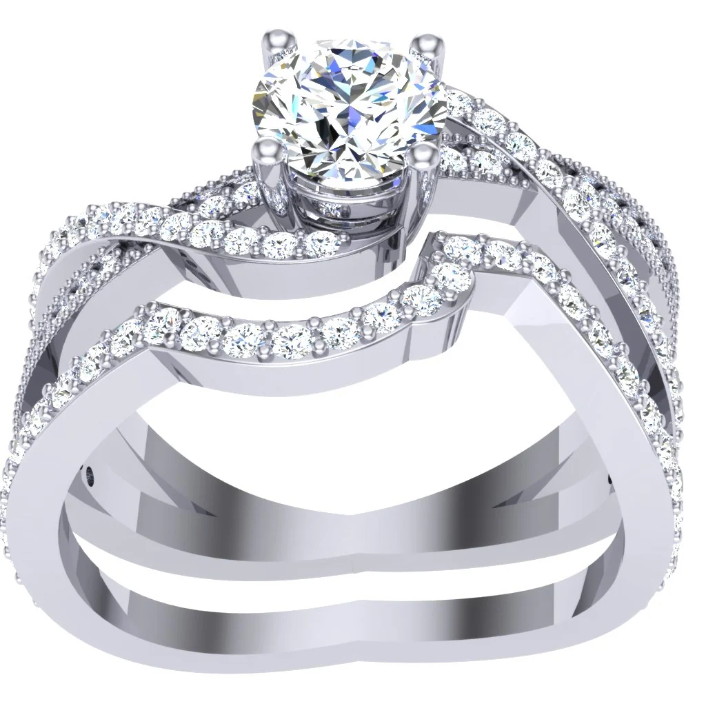 1.60Ct Natural Diamond Spilt Shank Bridal Engagement Ring Set 14k Yellow Gold - Image 4