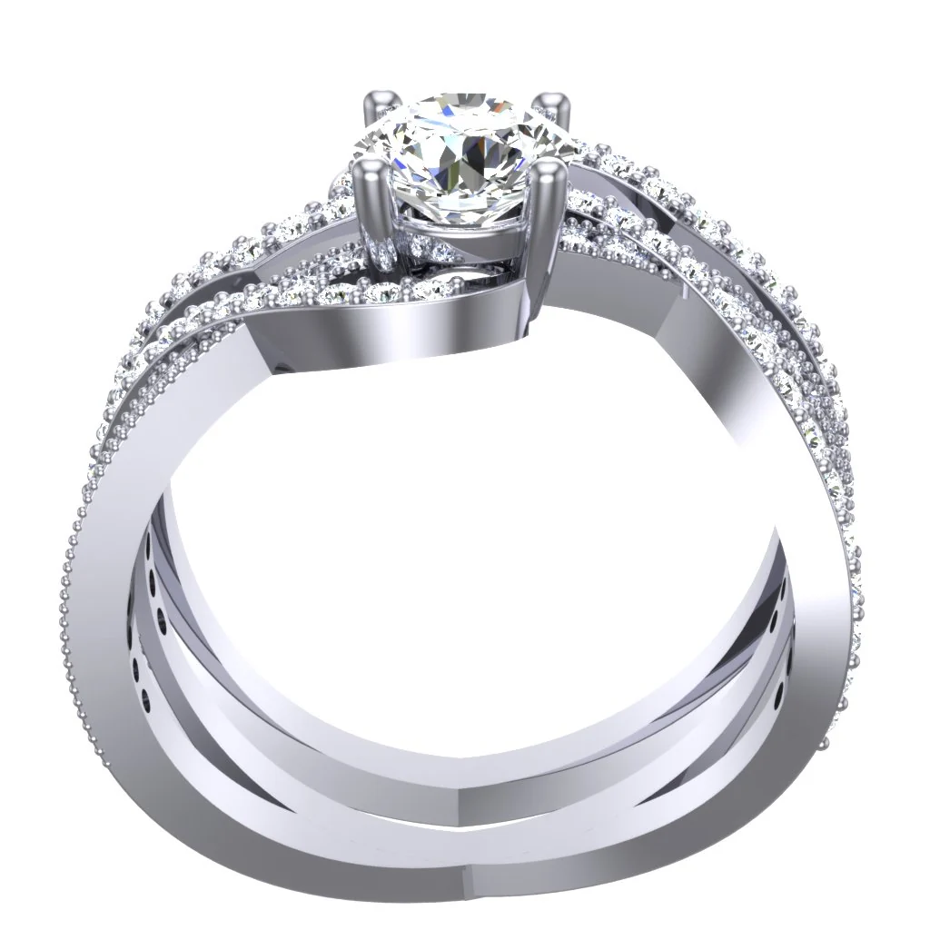 1.60Ct Natural Diamond Spilt Shank Bridal Engagement Ring Set 14k Yellow Gold - Image 5