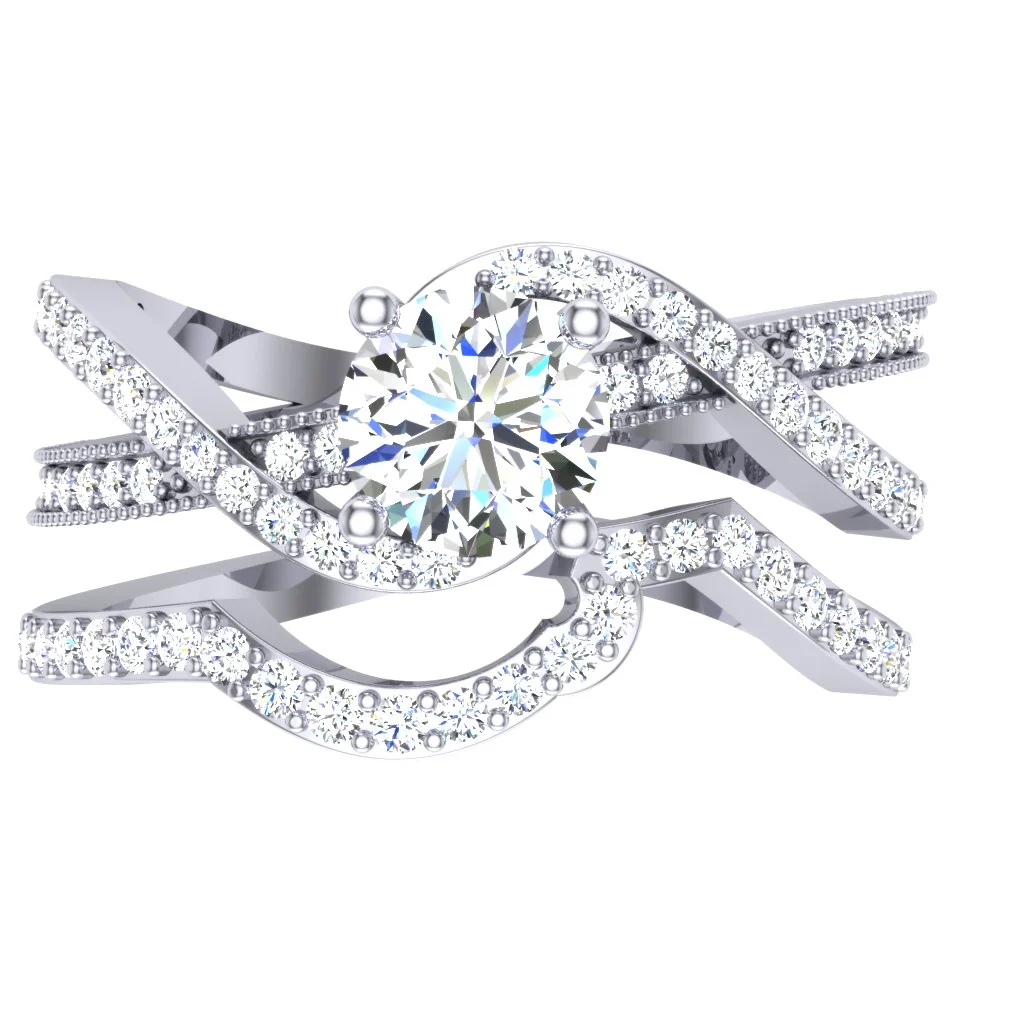 1.60Ct Natural Diamond Spilt Shank Bridal Engagement Ring Set 14k Yellow Gold - Image 6