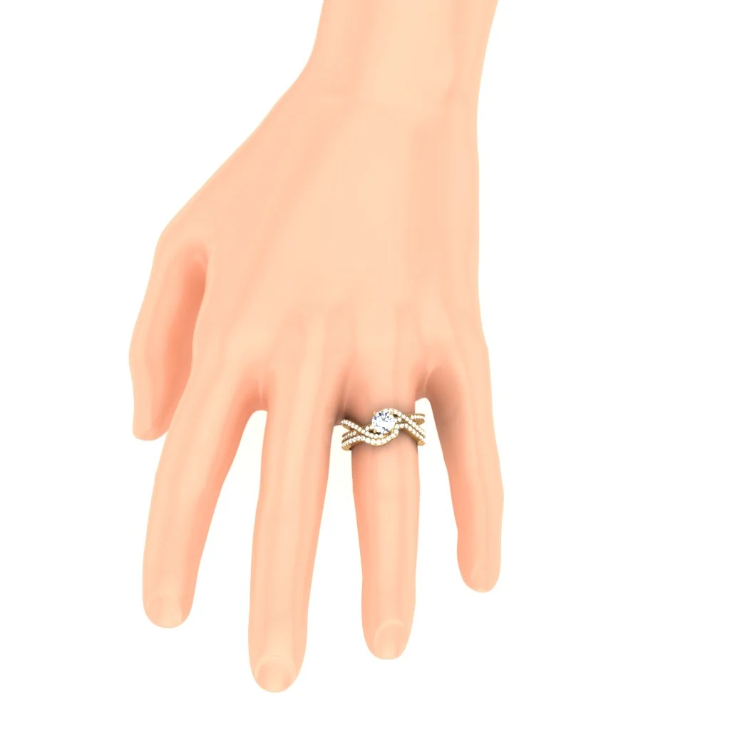 1.60Ct Natural Diamond Spilt Shank Bridal Engagement Ring Set 14k Yellow Gold - Image 7
