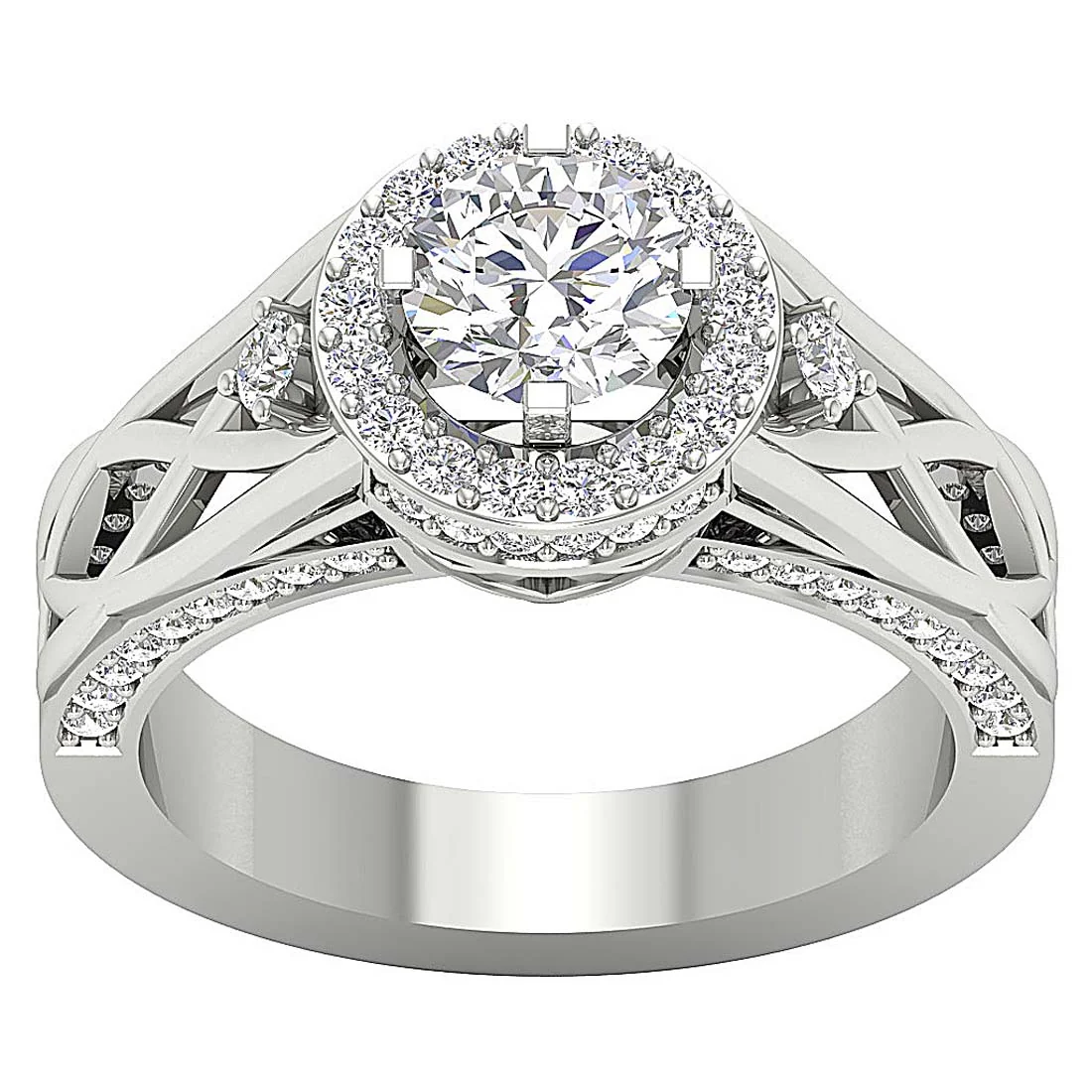 1.80 Ct Round Lab Grown Diamond Accent Solitaire Engagement Ring - F VS - Image 4
